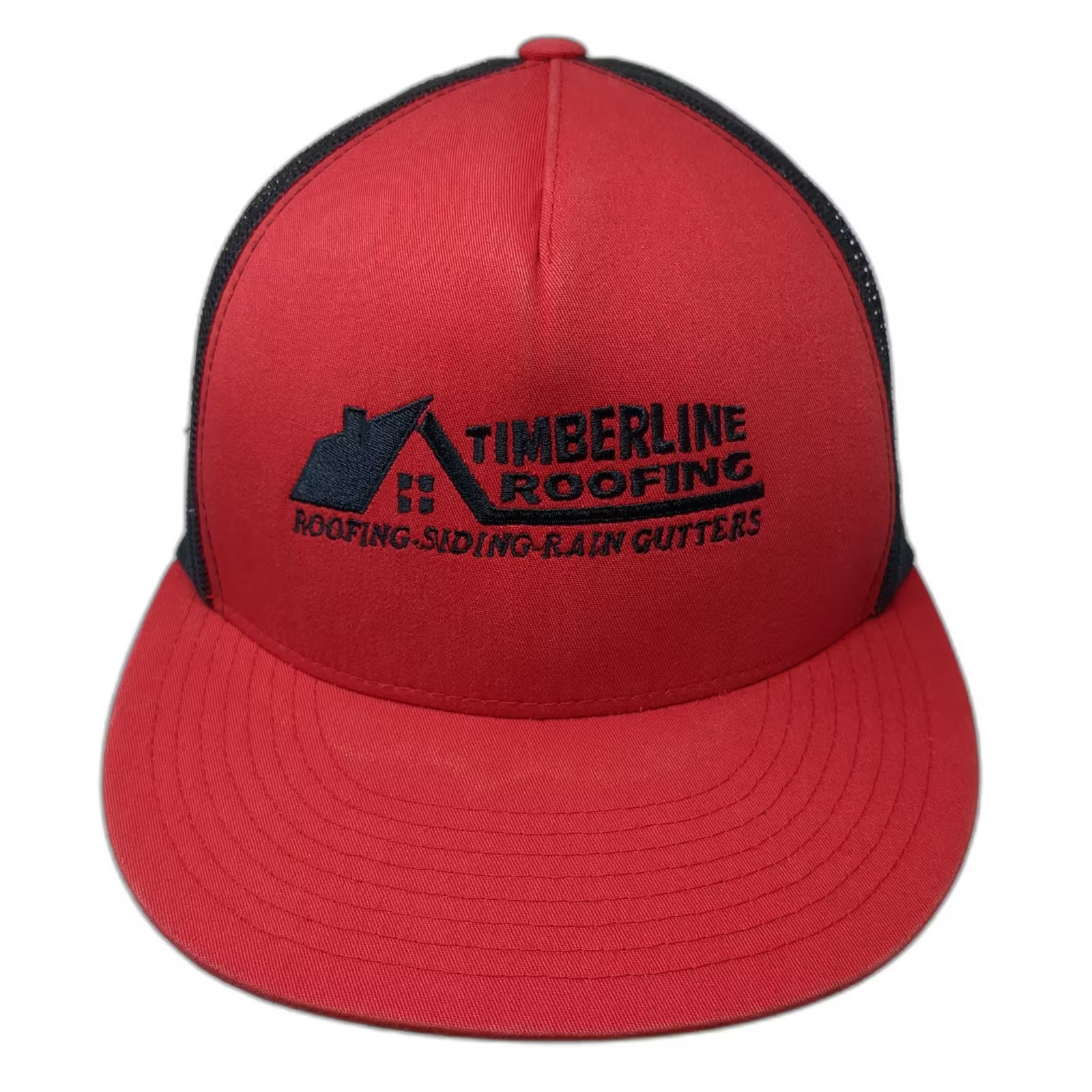 Yupoong Trucker Hat Red Black Os Timberline Roofing Embroidered Mesh Snapback